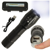 ZOOM LED vojenská taktická baterka, výkonné USB