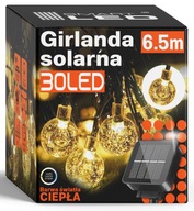 Solárna záhradná girlanda Solárne osvetlenie 30x LED žiarovka na balkón 6M IP67