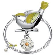 Charms Bead Náramky BIRD ON A Branch strieborné