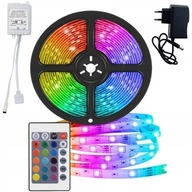 FAREBNÝ LED PÁS LED ZDROJ NAPÁJANIE RGB DIAĽKOVÝ OVLÁDAČ 72W 5M 300LED