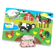 Melissa & Doug puzzle Zvieratká 8x Puzzle s rúčkami Farmárska dedina