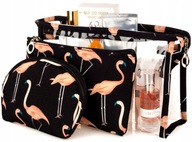 Set Organizer Kozmetická taštička Transparent flamingo 3 ks dámska sada