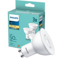 3x GU10 LED žiarovka 4,7W = 50W 380lm 2700K Teplá 36° PHILIPS