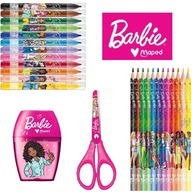 Školská darčeková sada Barbie MAPED, pastelky, fixky, nožnice, strúhadlo