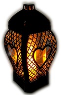 Sviečka Glamour Heart lampáš, prelamovaná, čierna, 29 cm, ratan