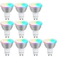 10x FAREBNÉ LED RGB GU10 ŽIAROVKY 3W 270lm BIELE FARBY S DIAĽKOVÝM OVLÁDANÍM