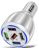 ADAPTÉR RÝCHLE NABÍJAČKY DO AUTO 5x USB QC 3.0 PRE ZAPAĽOVAČ CIGARET 12V BIELY