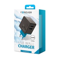 Forever nabíjačka TC-04 2xUSB 3,4A čierna