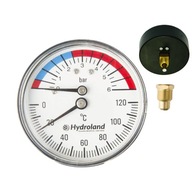 Termomanometer 120C 0-6 Bar 63Mm Teplomer Manometer