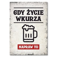 Plechový darčekový plagát kovový permanentný nápis do barovej krčmy Beer Pivný krígeľ