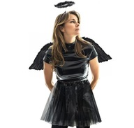 BLACK WINGS HALO BLACK ANJEL HALLOWEEN KOSTÝM ANJEL DEVIL