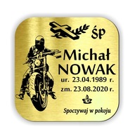 Plaketový náhrobný kríž Náhrobný kameň 20x20 motorkár