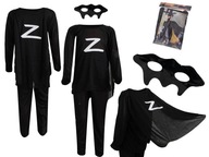 Čierny kostým Zorro pre deti, 3 kusy, veľkosť S