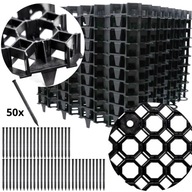 Sada 10x záhradný trávnik parkovacia mriežka čierna 50X50X4 +50x kotva