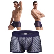 NÁMORNÍCKA MODRÁ TRANSPARENTNÁ SIEŤOVANÁ SEXY PÁNSKE BOXERKY VEĽKOSŤ L/XL