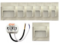 Strieborná LED schodisková Halogénová sada 7x + napájací zdroj