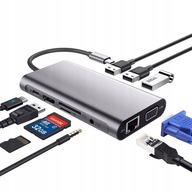 ADAPTÉROVÝ HUB 10v1 USB-C HDMI 4K pre MacBook VGA SD