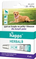 Kvapky na kliešte proti blchám HAPPS Herbal 4ks 20-40kg