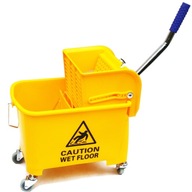 Jednovedrový čistiaci vozík, lis, žltý