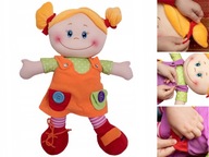 BÁBIKA SENSORY CUDDLE V ORANŽOVÝCH ŠATOCH PRE DETI 46 CM