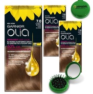 Sada 3x Garnier Olia bezamoniakovej farby na vlasy 7.0 Dark Blonde