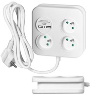 Power Strip Triple Power Predlžovací kábel 2xUSB nabíjací kábel 1,4 m