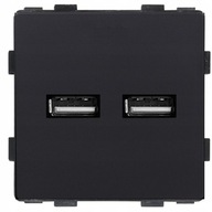 Čierna zásuvka USB modulu 2x 3A RTX SH systém