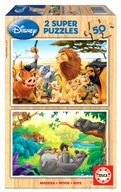 Puzzle 2 x 50 The Lion King The Jungle Book drevené