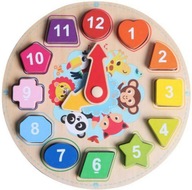 Drevené puzzle Montessori iWood Clock Jigsaw