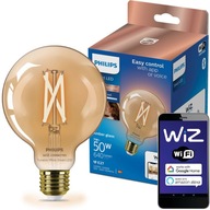 E27 G95 LED žiarovka 7W = 50W vláknová jantárová SMART WiFi Philips WiZ