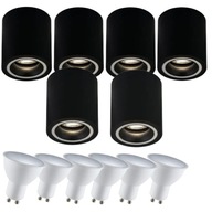 6x Stropné svietidlo Round Black + 6x GU10 stud