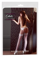 Cottelli LEGWEAR - Sexy biele pančuchy s bielou čipkou 3