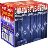 Garland ZÁCLONA LED svetielka na vianočný stromček závesné hviezdy cencúle okno HVIEZDA