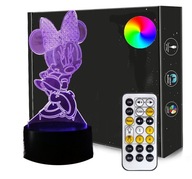 3D LED nočná lampa Mickey Mouse MINNIE USB + DIAĽKOVÉ