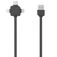 Kábel 3v1 1,5m iPhone Lightning +USB-C TypC +mikro