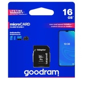 Micro SD HC 16GB karta + GoodRam SD adaptér (1416)