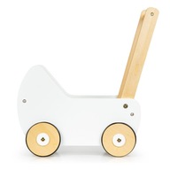 DREVENÝ KOČÍK PRE BÁBIK PUSH BABY WALKER WHITE ECOTOYS