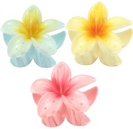 Spona do vlásenky veľká 8 cm HAWAIIAN FLOWER PLUMERIA 3 DIELS set