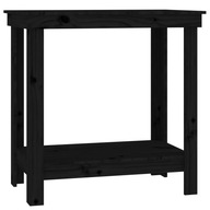 Pracovný stôl, čierny, 80x50x80 cm, masívne omáčkové drevo