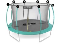 Vnútorná sieť pre 374 cm 12ft trampolíny Neo-Sport