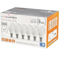 Sada 6x LED guľôčková žiarovka E14 8W=60W LEDLUMEN