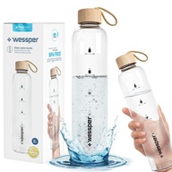 Veľká motivačná sklenená fľaša na pitnú vodu 1l Wessper Activemax 1000ml