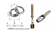 Nerezové očká 100 ks fi16 + dierovačka a rezačka