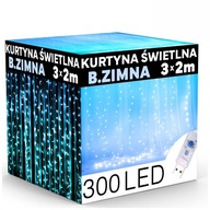 LED ZÁCLONA 240 3x2m svieti cencúľ girlanda STUDENÁ