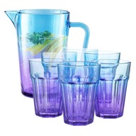 SET džbánu + 6 pohárov na limonádové nápoje PURPLE BLUE OMBRE