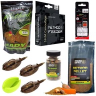 Hotový Method FEEDER Set Line + Koše x 3 ks + Forma + Pelety + Háčiky