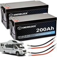 2ks AGM AKUMULÁTOR ENERGIE FOTOVOLTAIKA 12V 200AH+ 4x KÁBLE 30cm