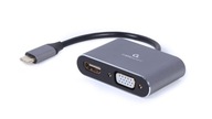 GEMBIRD ADAPTÉR USB TYP C NA KÁBEL HDMI + VGA, ŠEDÝ