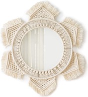 Okrúhle závesné zrkadlo, dekoratívne do kúpeľne, obývačky, pletené Boho macrame