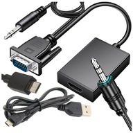 KONVERTOR VGA na HDMI + audio obraz Adaptér video adaptéra